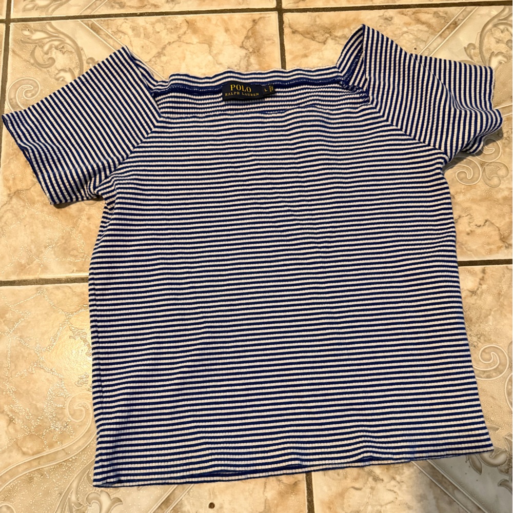 Ralph Lauren Navy and White Striped Polo